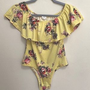 Yellow floral bodysuit, medium